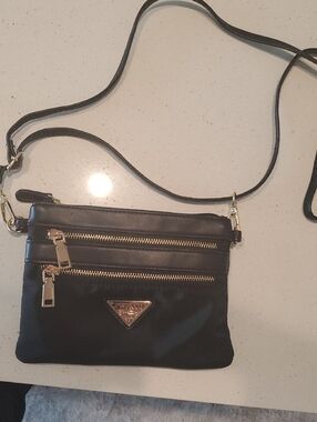 Black Crossbody Bag with Gold Hardware - Fashion
